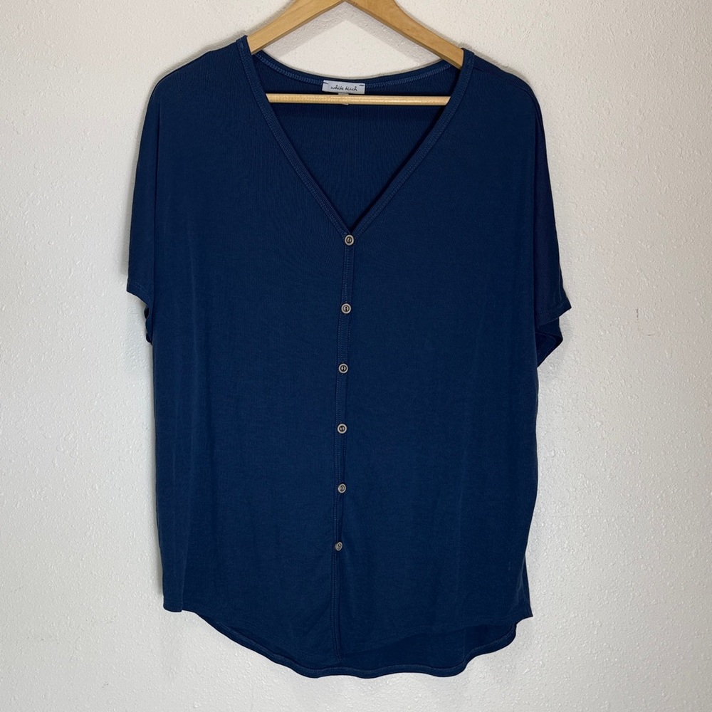 White birch Navy Blue Button-Up Women's Top, Size M